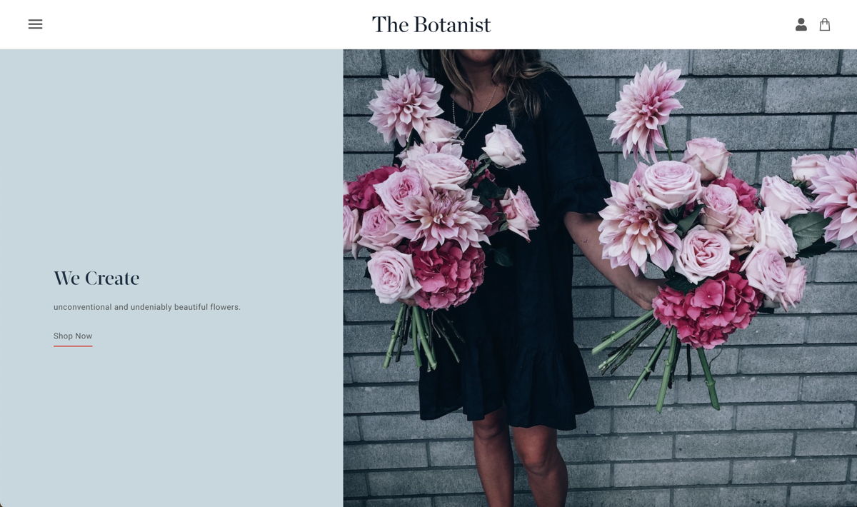 Screenshot of The Botanist, from the florist & flower shop websites collection.
