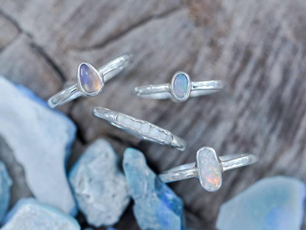 opal rings in silver