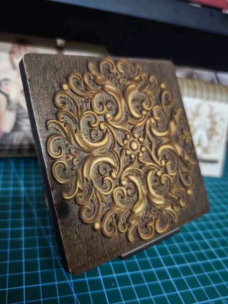 Wood relief laser engraving 001