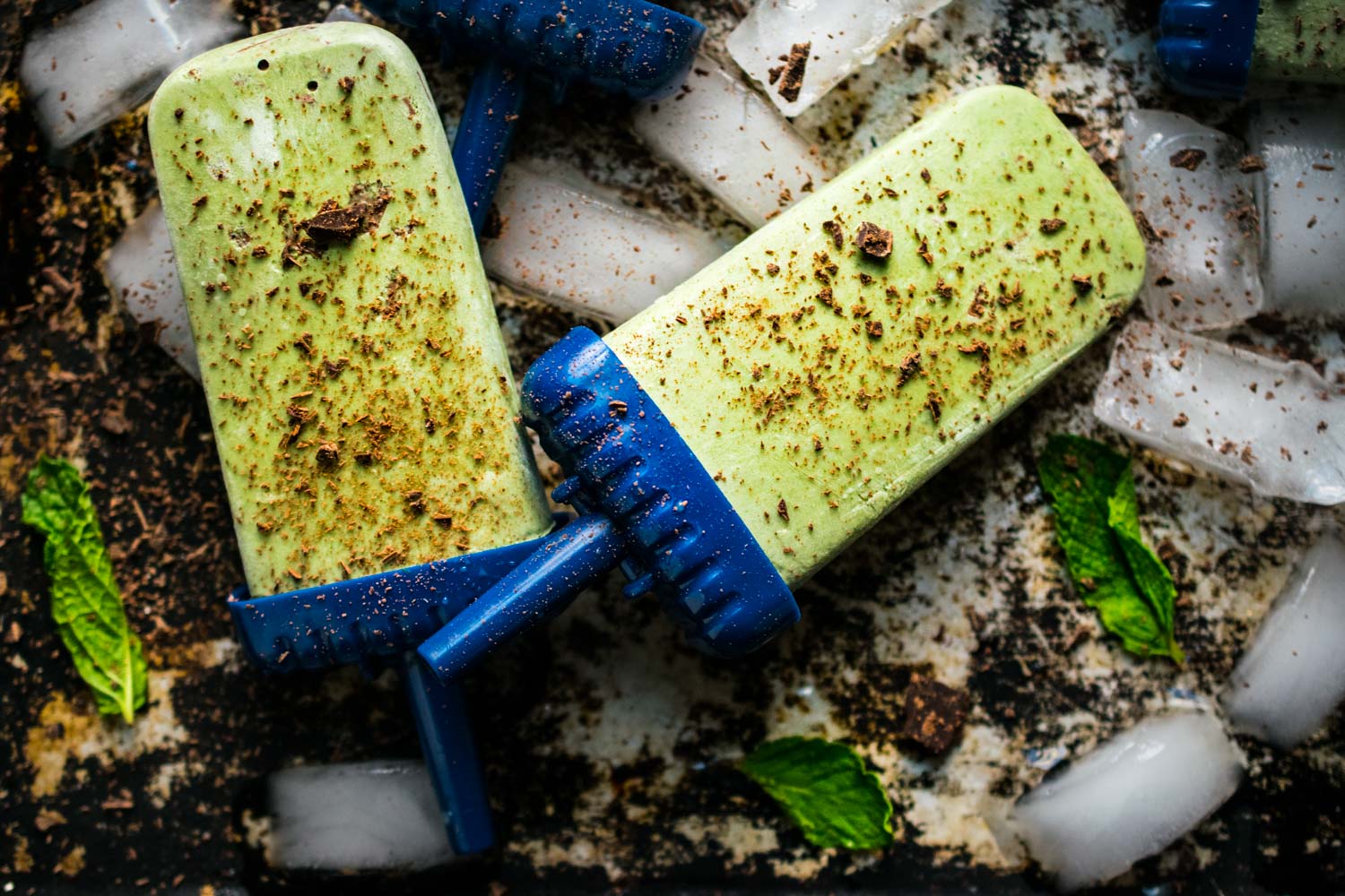 Mint Chip Popsicles with Micro Greens