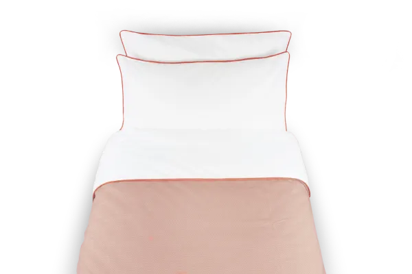 LEVIA Cover in Bed Jaquard / Percale Cotton - Peach / White
