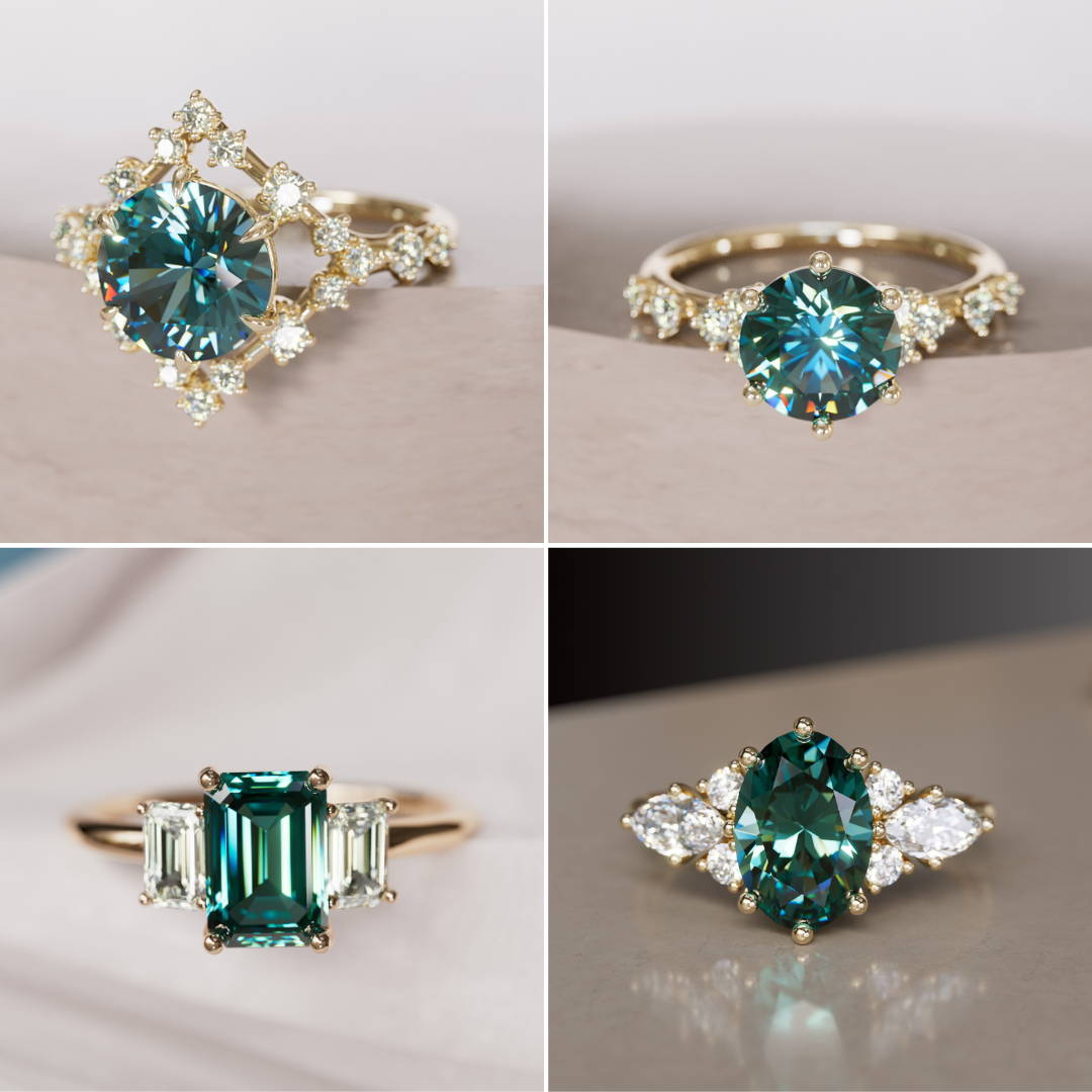 teal Sapphire Engagement Rings