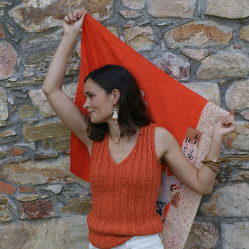 VINZERIA SILK TOP, a lovely top for ladies in silk worked together with a linen/cotton blend