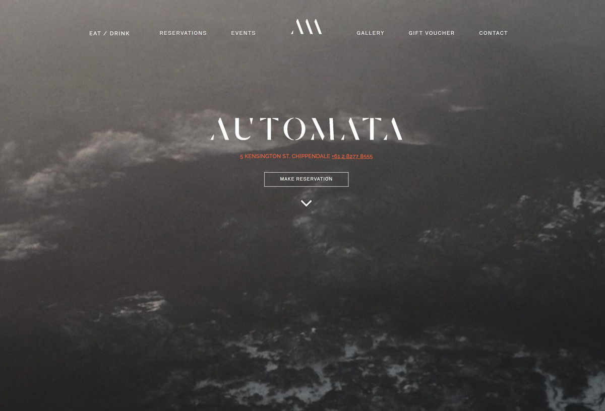 Screenshot of Automata, from the squarespace websites  collection.