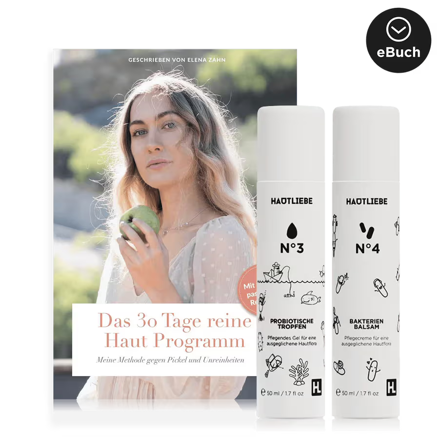 Hormonelle Akne mit Hilfe unseres probiotischen Komplettsets behandeln.