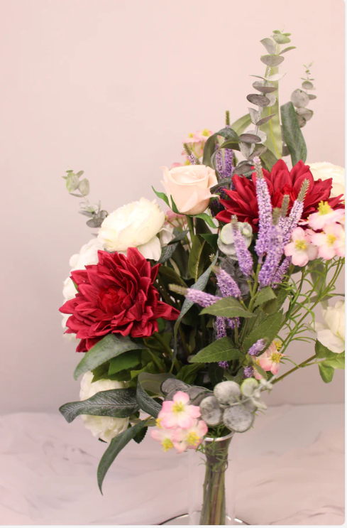 Burgundy Real Touch Dahlia Bouquet '88' - Image 3