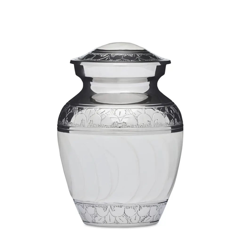 Baby White Enamel & Nickel Urn