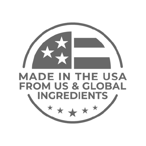 Illustration of stars and stripes inside a circle that reads MADE IN THE USA.