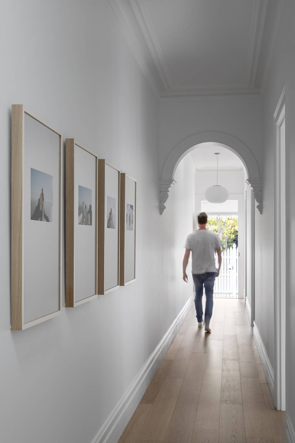 Framed wedding photography in a beautiful hallway