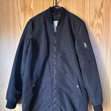 Long black bomber jacket