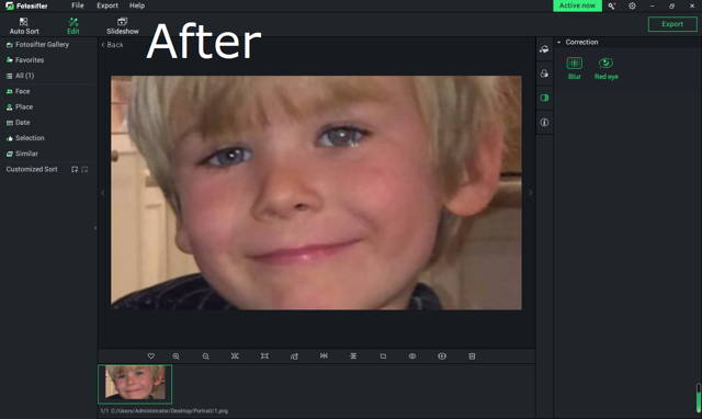 after removed the red eye of a headshot with fotosifter