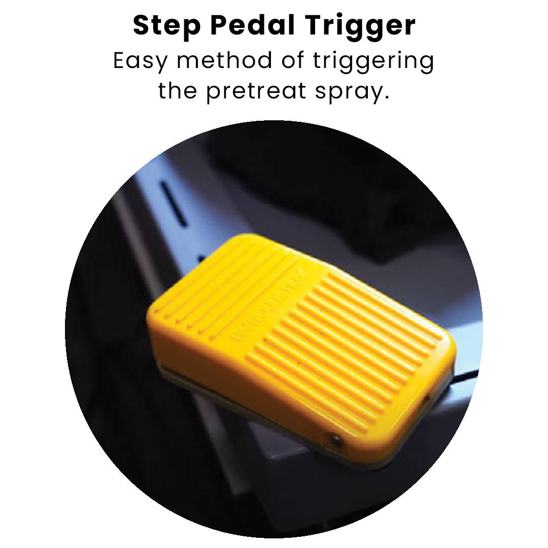 Step pedal trigger. Easy method of triggering the pretreat spray.