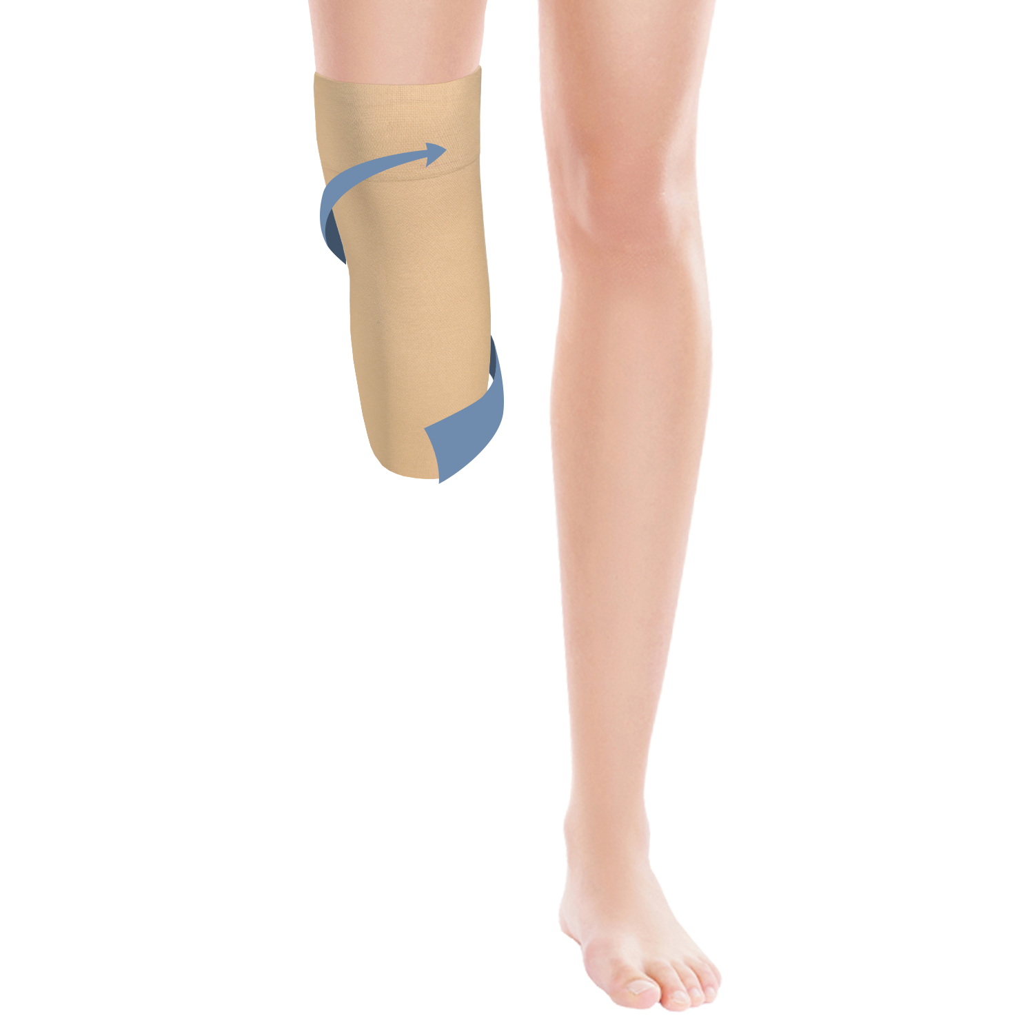 Knee High Medical Stockings With Arrow Travelling Up The Leg