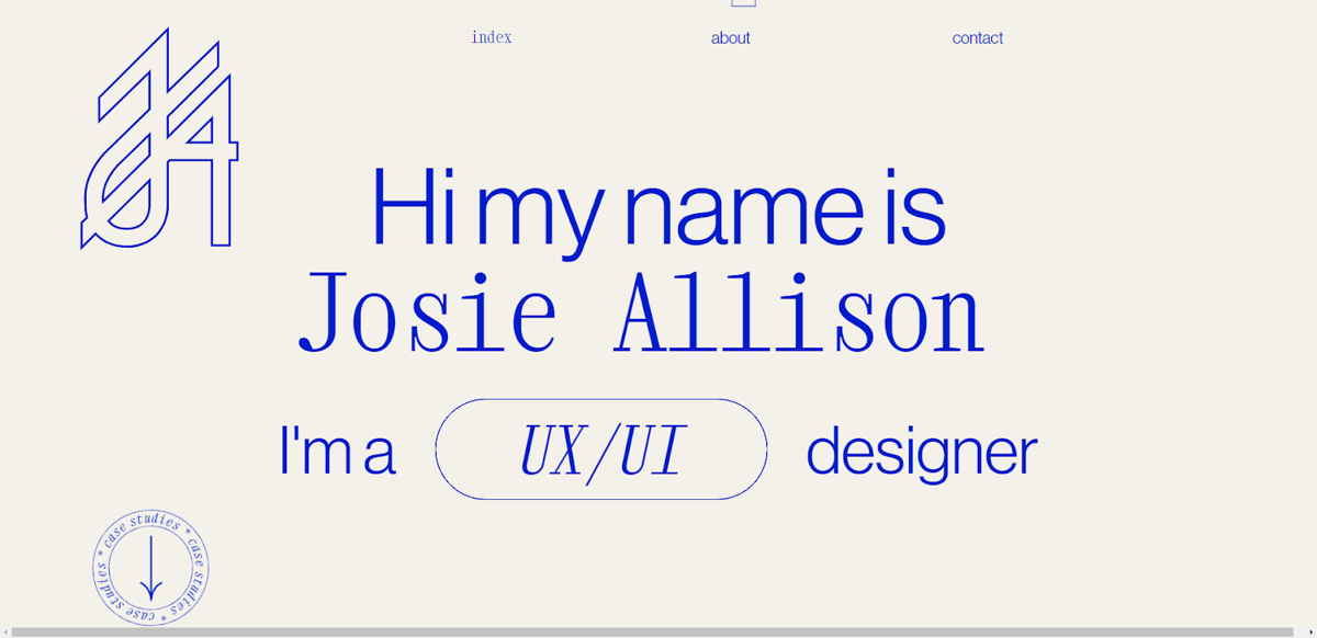 Screenshot of Josie Allison, from the ux portfolios collection.