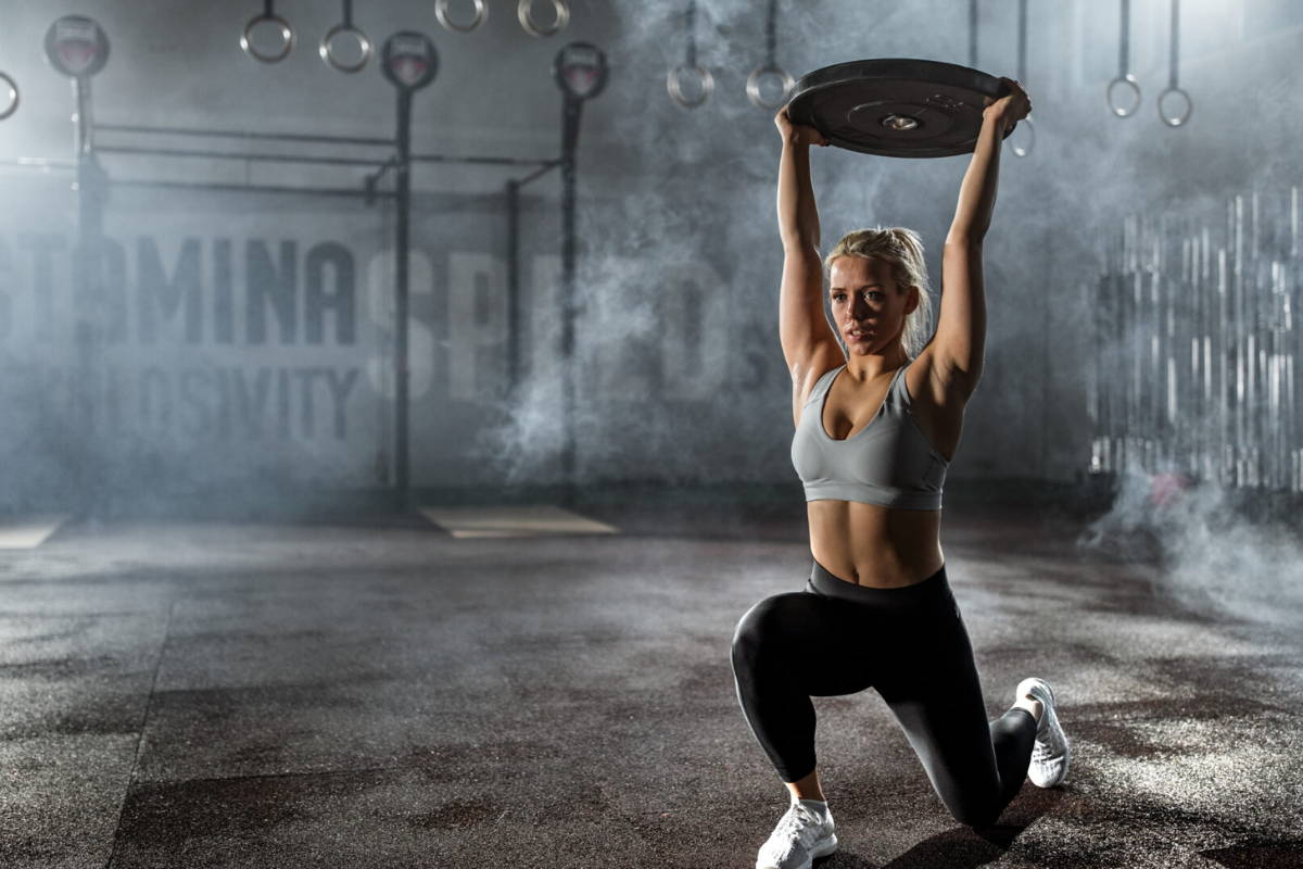 athlete training on gym flooring