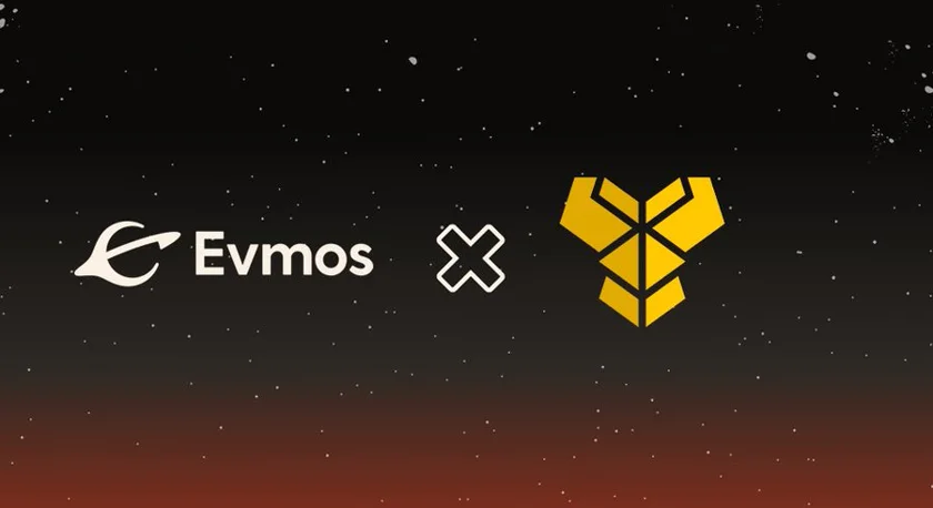 A picture which shows the announcement of EVMOS partnering with Pangolin on Cosmos