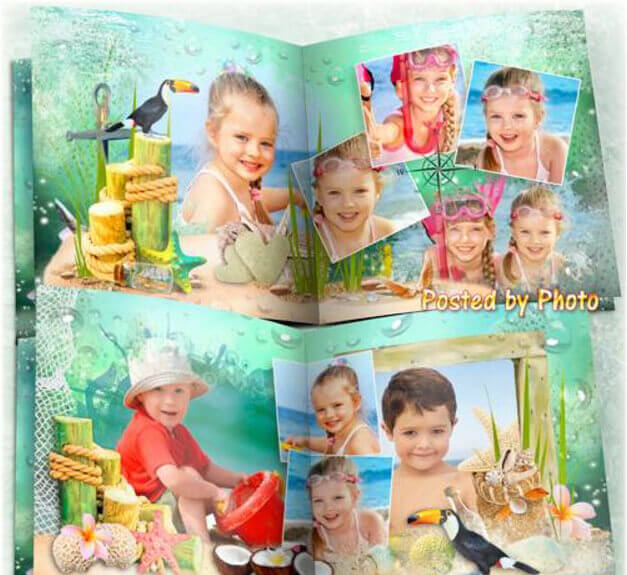 Семейная фотокнига для летнего отдыха в PSD - наш круиз на море