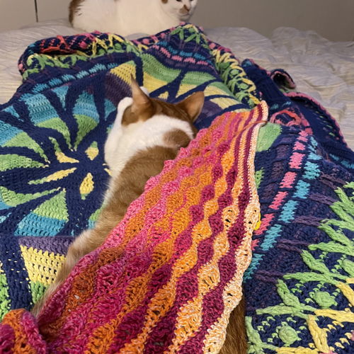 Crocheted scarf Rainbow wave