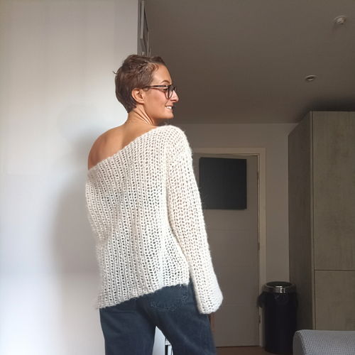 Van de schouder mohair trui - haakpatroon