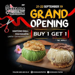 HOKKAIDO Ice Cream Puff: Promo Grand Opening Hrtono Mall Yogyakarta BUY 1 GET 1 FREE! sampai 09/22/2019