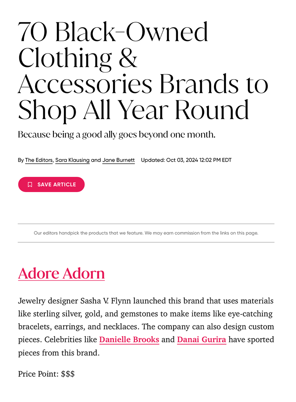 Oprah Daily Adore Adorn