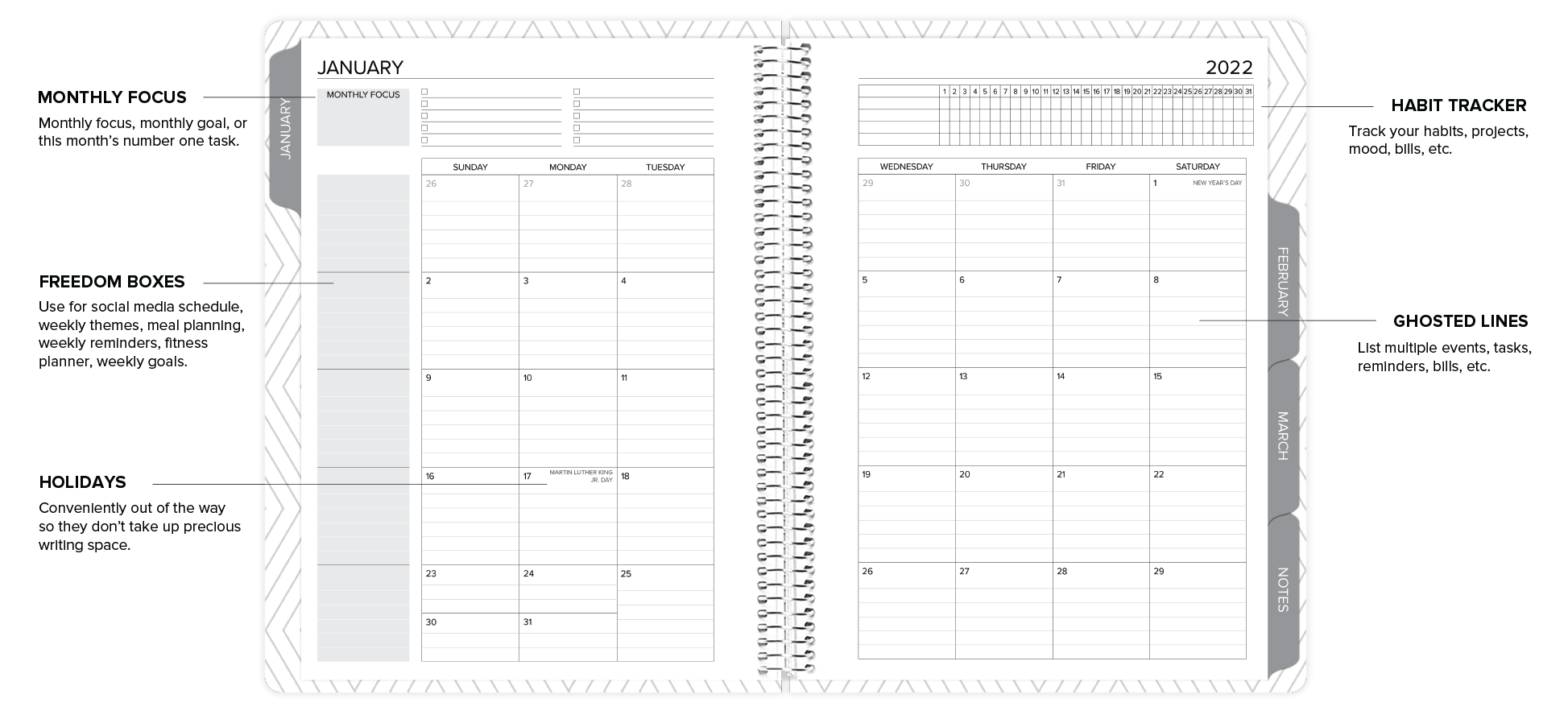 amplify planner monthly layout