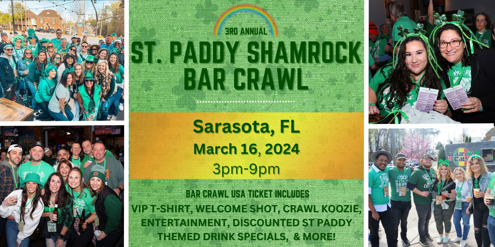 3rd Annual St. Patrick's Shamrock Bar Crawl: Sarasota promotional image