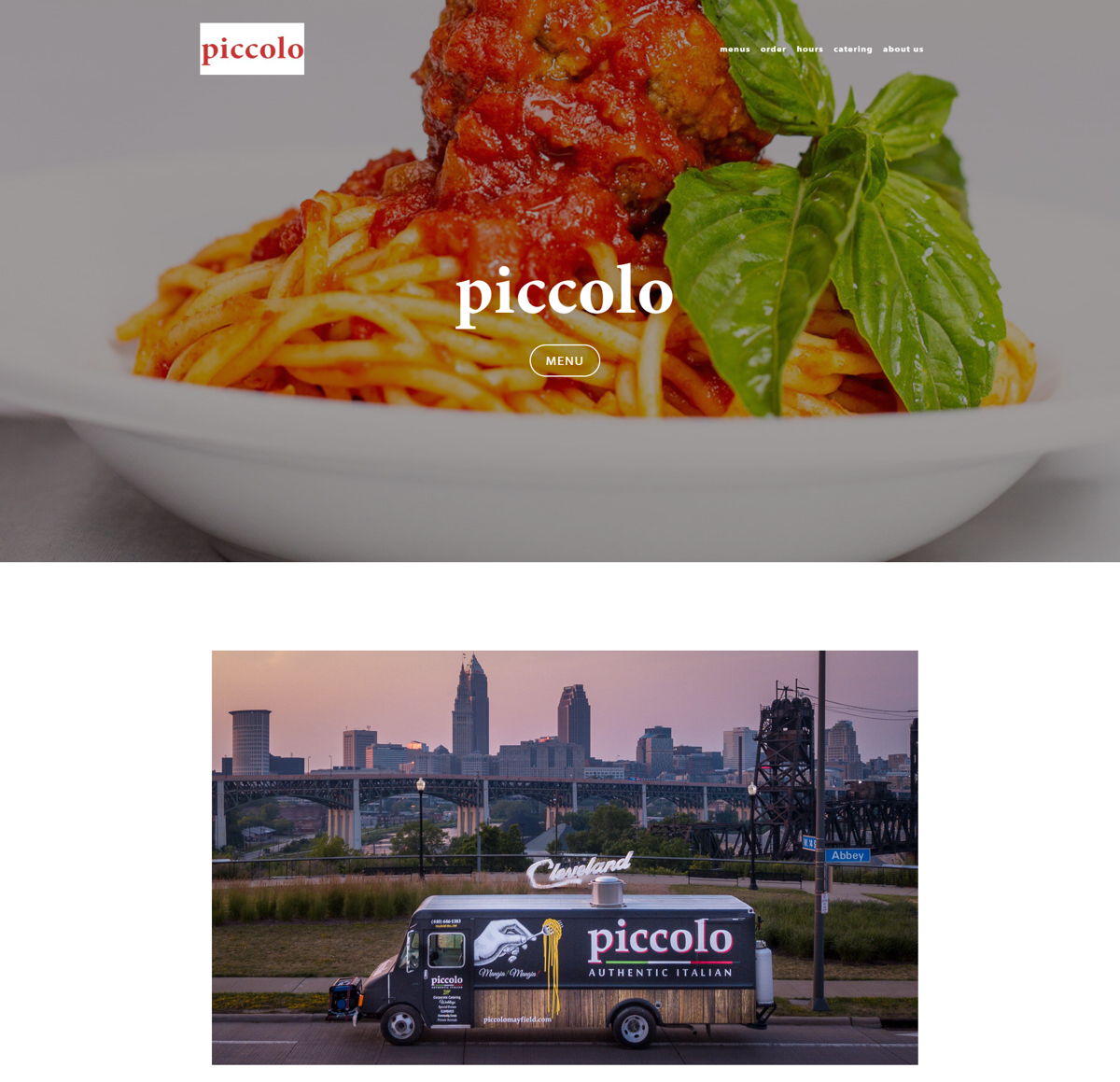 Screenshot of Piccolo Authentic Italian, from the food truck websites collection.