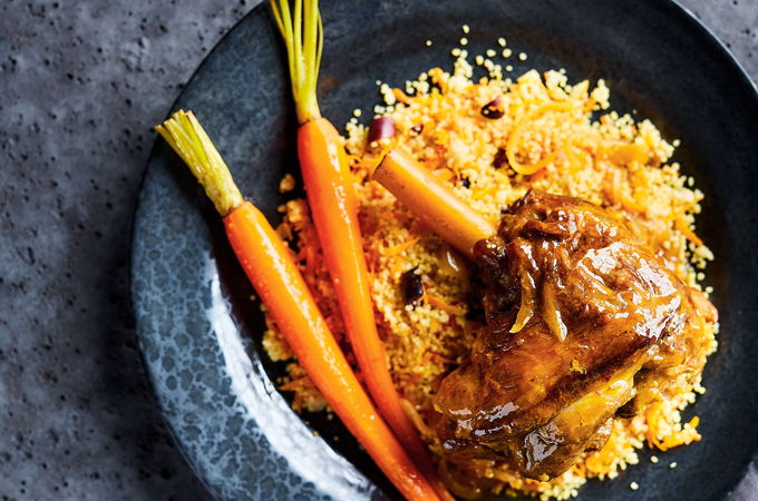 Jarrets d'agneau aux épices et au jus de carottes