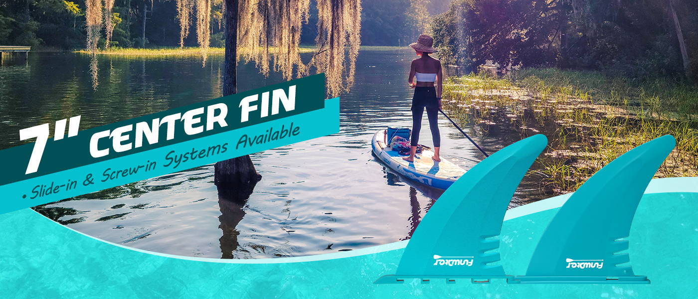 Funwater center fin 7" have slide in and screw in systems to choose