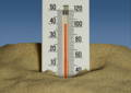 Gros plan sur un thermometre avec les temperatures qui grimpent