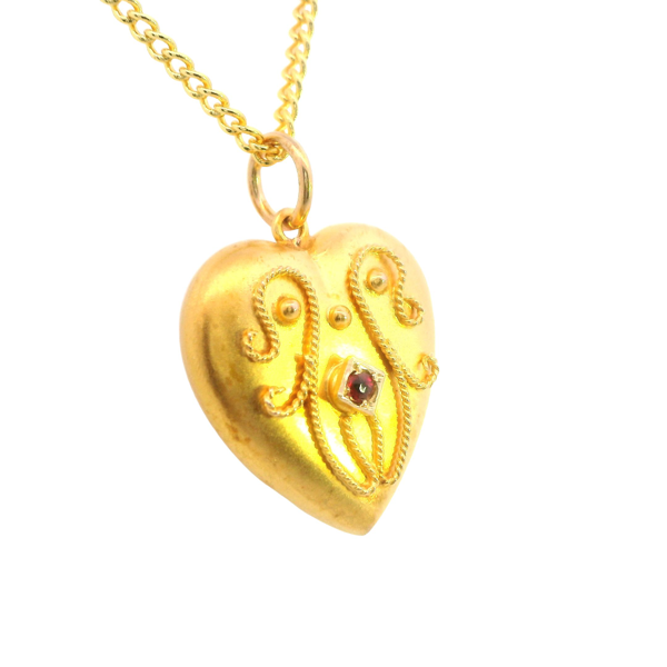 Gold Garnet Heart Pendant - Image 4