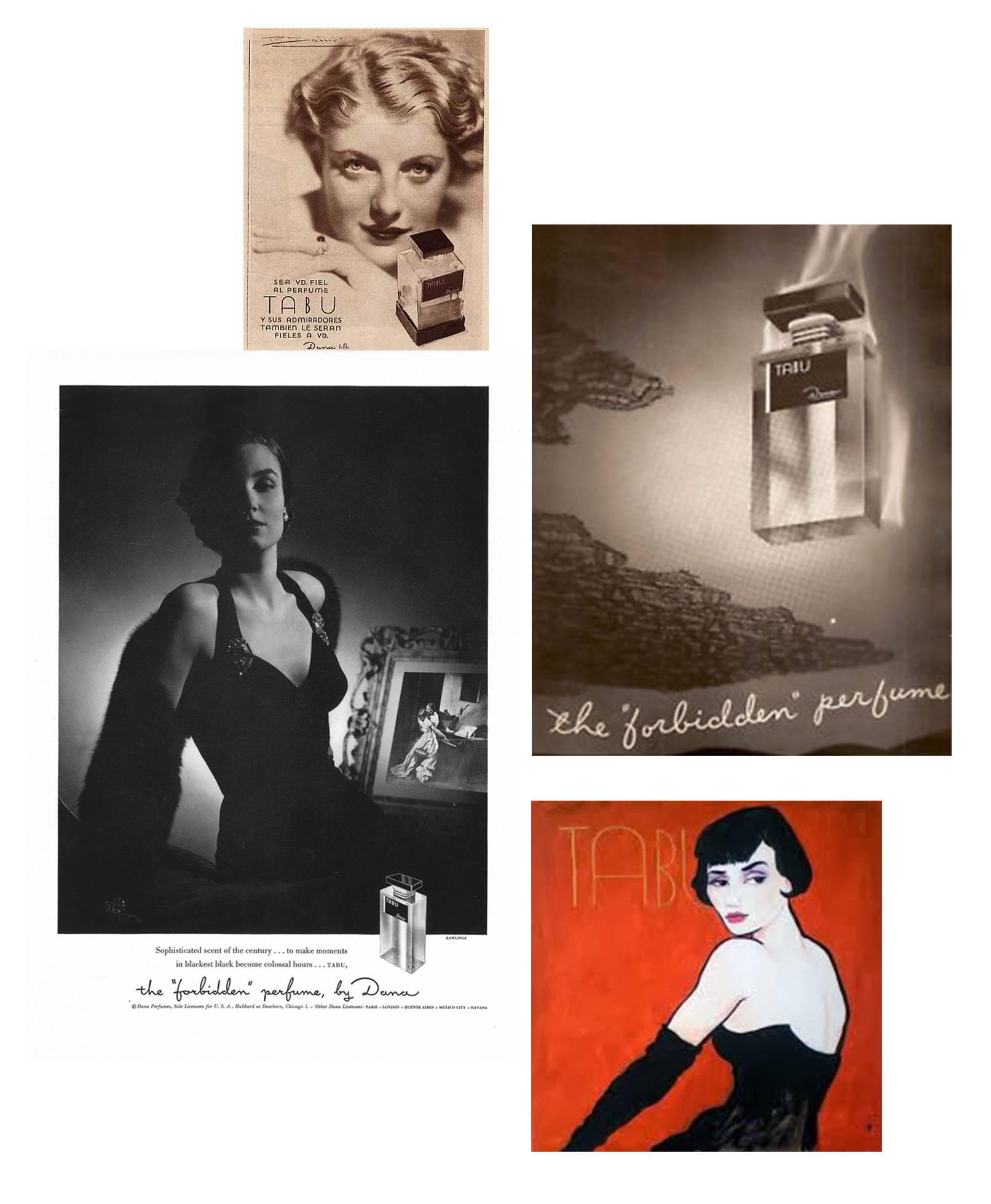 Various Tabu ads from the 1930s, 1940s and 1950s