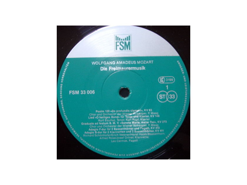 ★Audiophile★ FSM / MAAG, - Mozart Freimaurer Musik, MINT, 2 LP Set!