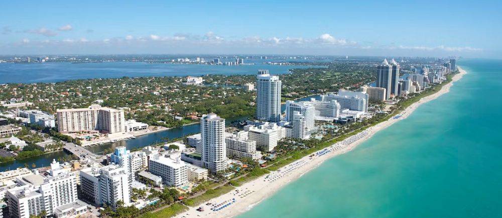 Aerial shot of Miami beach