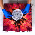 Burst of Flames with Stencil Acrylic Pouring by Olga Soby Burst of Flames with Stencil Acrylic Pouring by Olga Soby