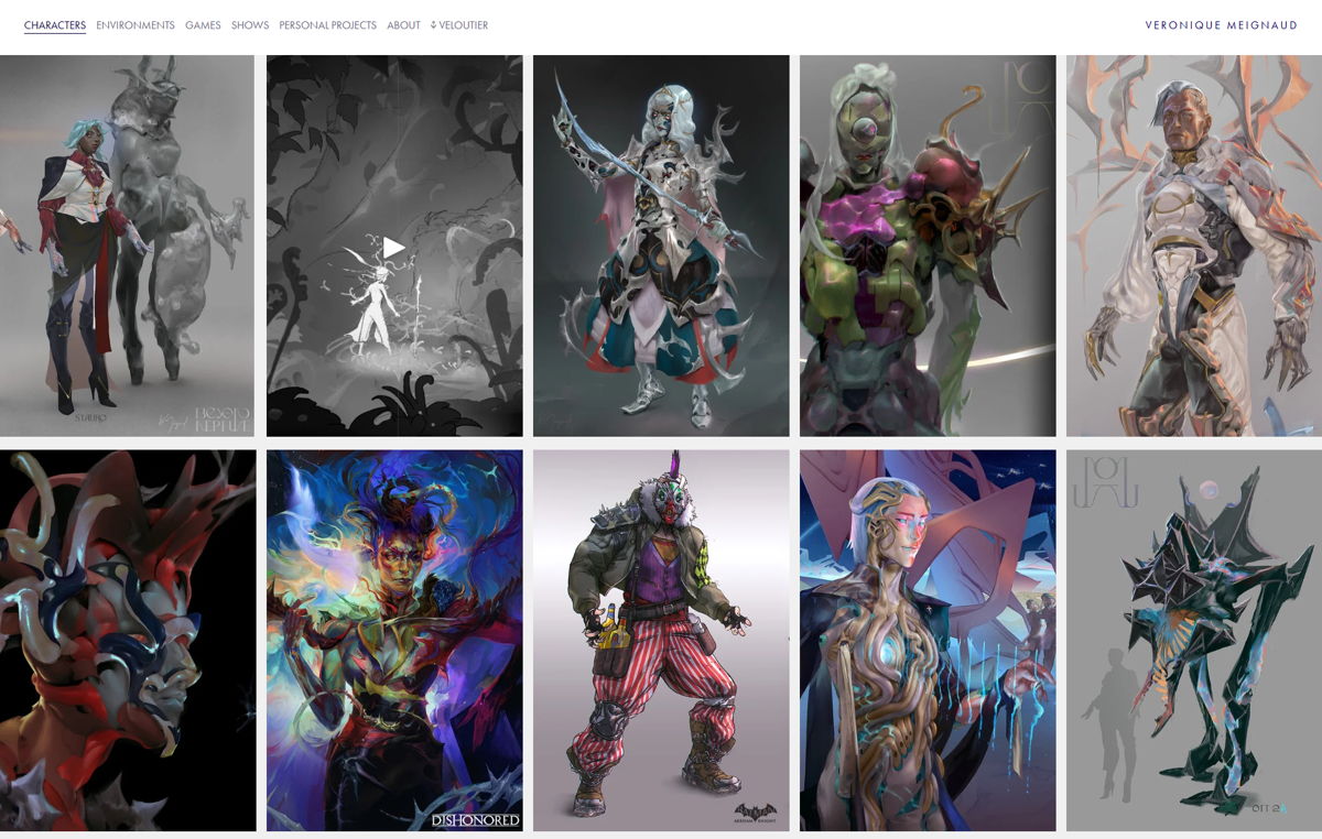 Screenshot of Veronique Meignaud, from the character design portfolios collection.