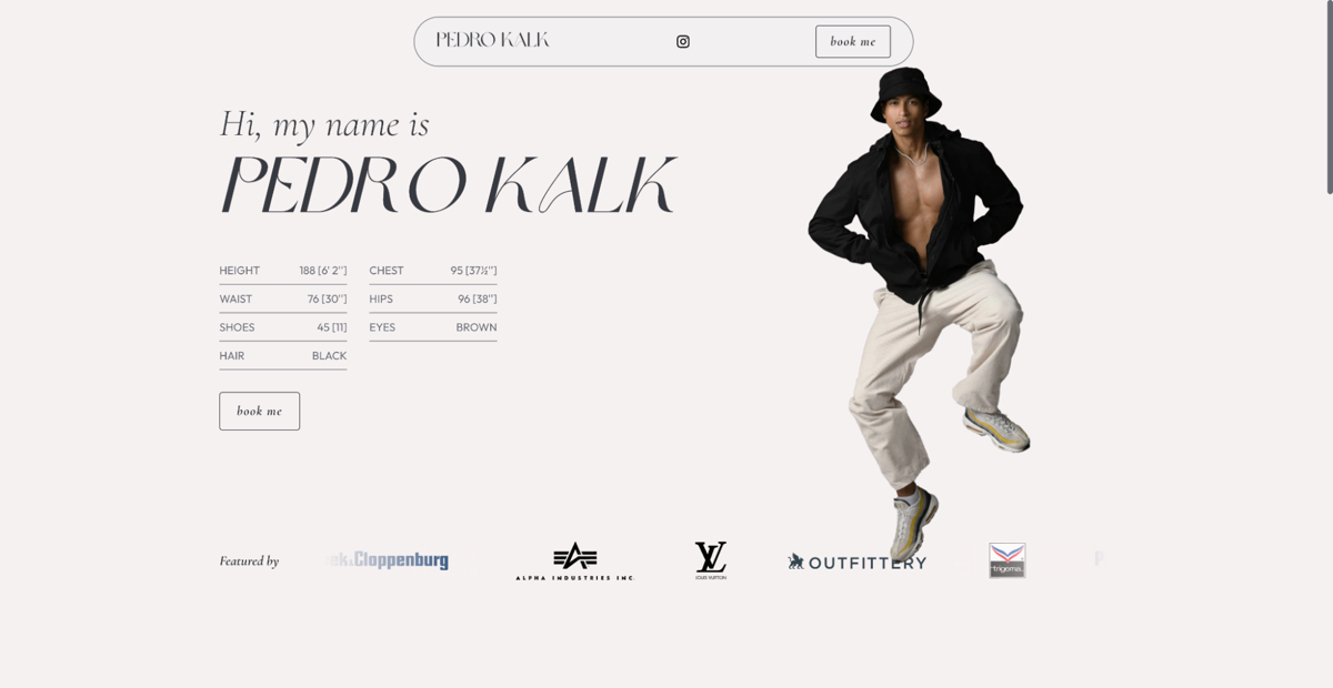Screenshot of Pedro Kalk, from the model websites collection.