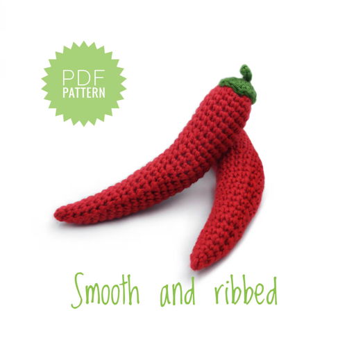 CHILI PEPPER Crochet Pattern PDF - Amigurumi Food Crochet Play Food Hot Pepper Crochet Garden Vegetables Amigurumi Toy Crochet Gift Pattern