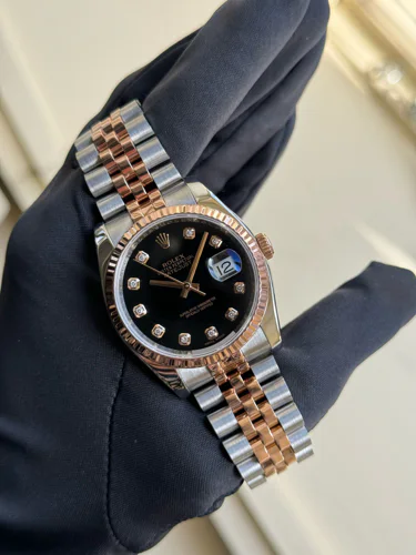 Rolex Datejust 36 Black Dial With Diamonds Jubilee Bracelet