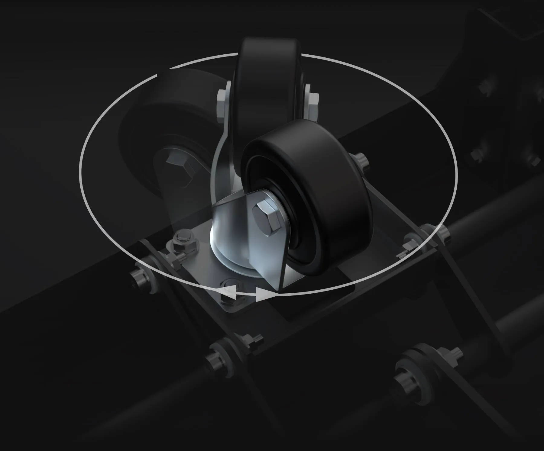 Compass RT-S Router Table Stand front wheels omnidirectional rolling capability allows you to move with ease and precisions, making lateral and curved movements a breeze