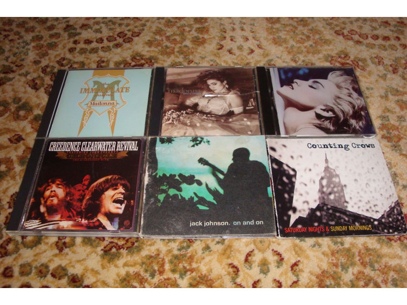 CD Collection (6) MADONNA - JACK JOHNSON CREEDENCE CLEARWATER REVIVAL COUNTING CROWS FREE SHIPPING