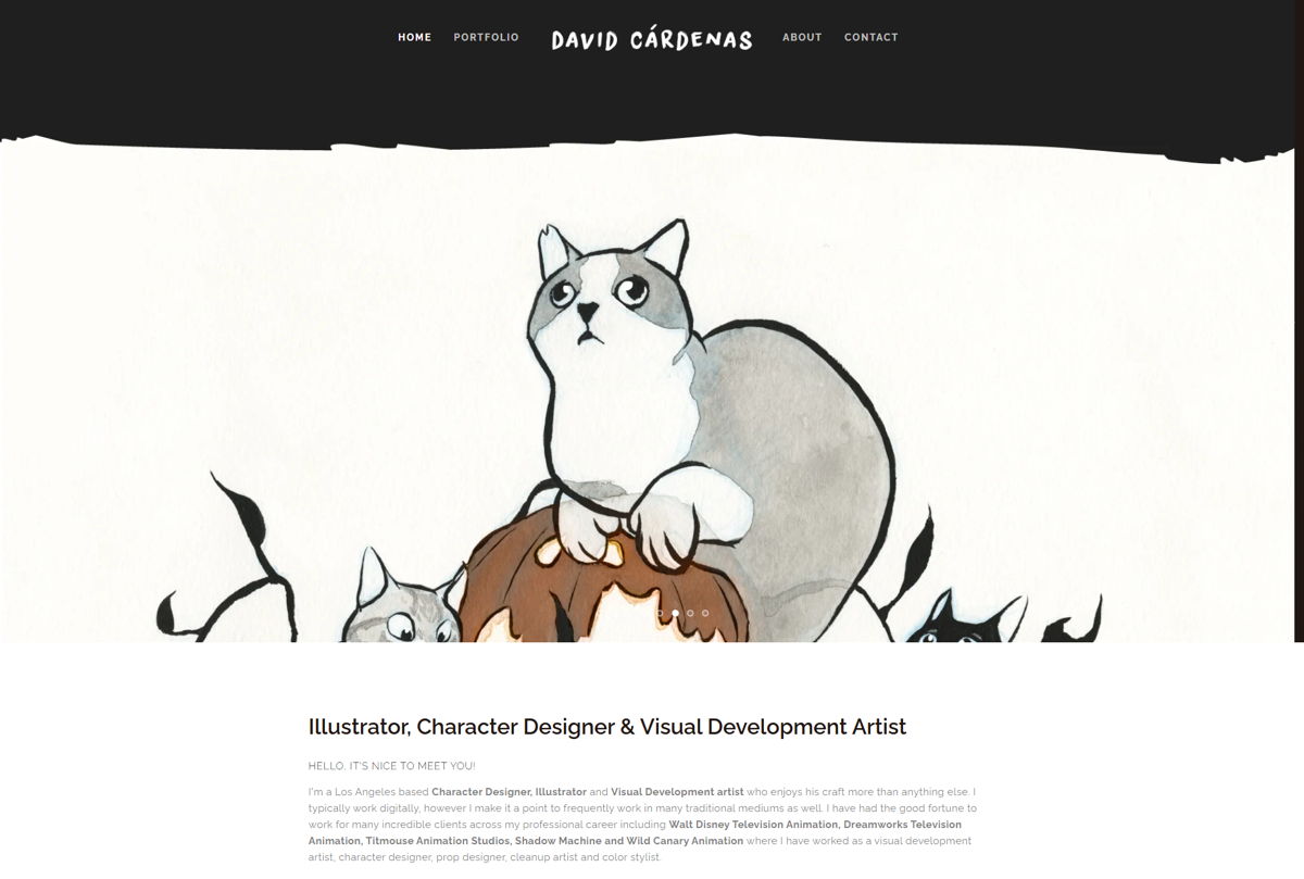 Screenshot of David A. Cardenas B., from the character design portfolios collection.