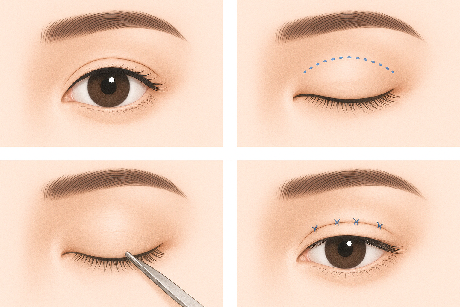 눈 성형 수술 방법 - 부분 절개법