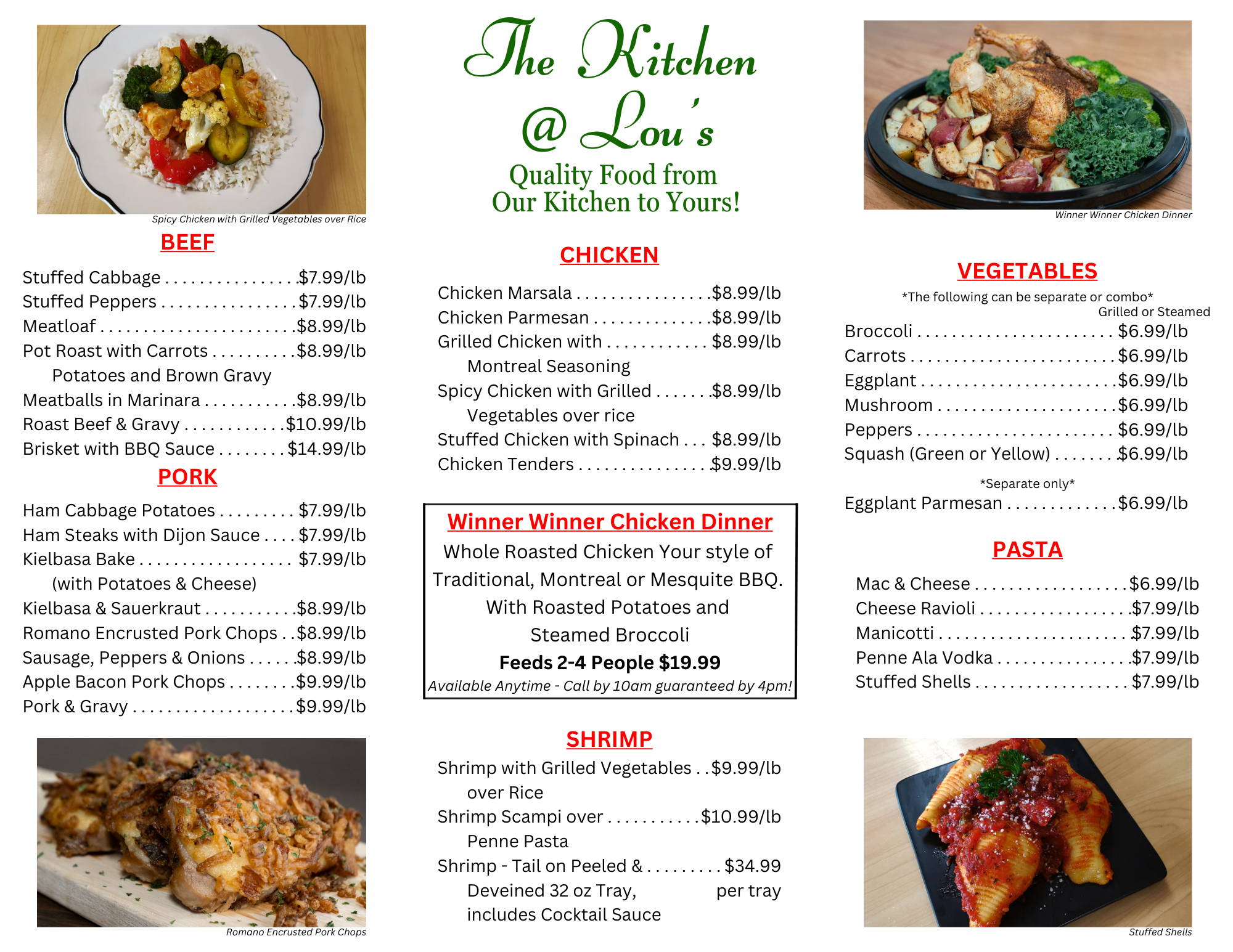 Catering Menus – Lous Farm Mart