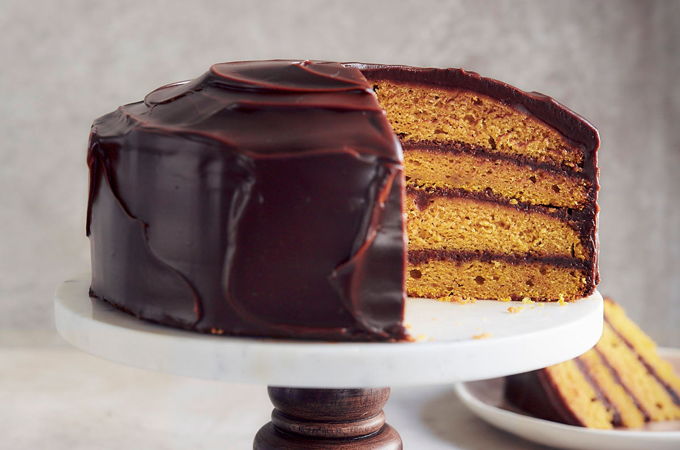 Squash Cake with Dark Chocolate Ganache