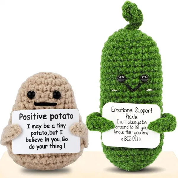 Positive Energy Potato Mini Handmade Plush Knitted Doll With Card - Image 2