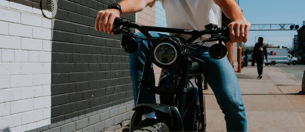 A Super73 e-Bike on a path