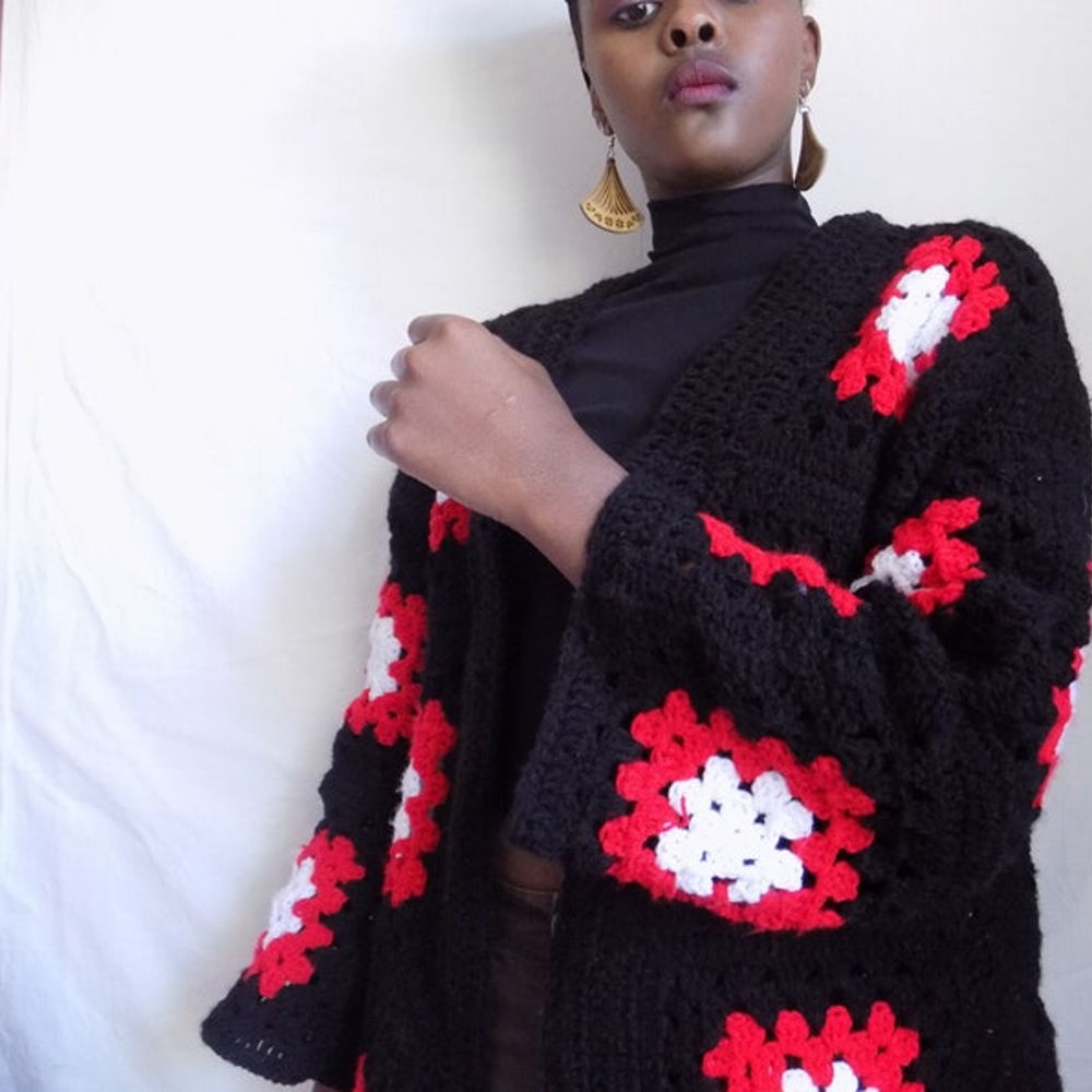 Granny square kaleidoscope crochet cardigan pattern