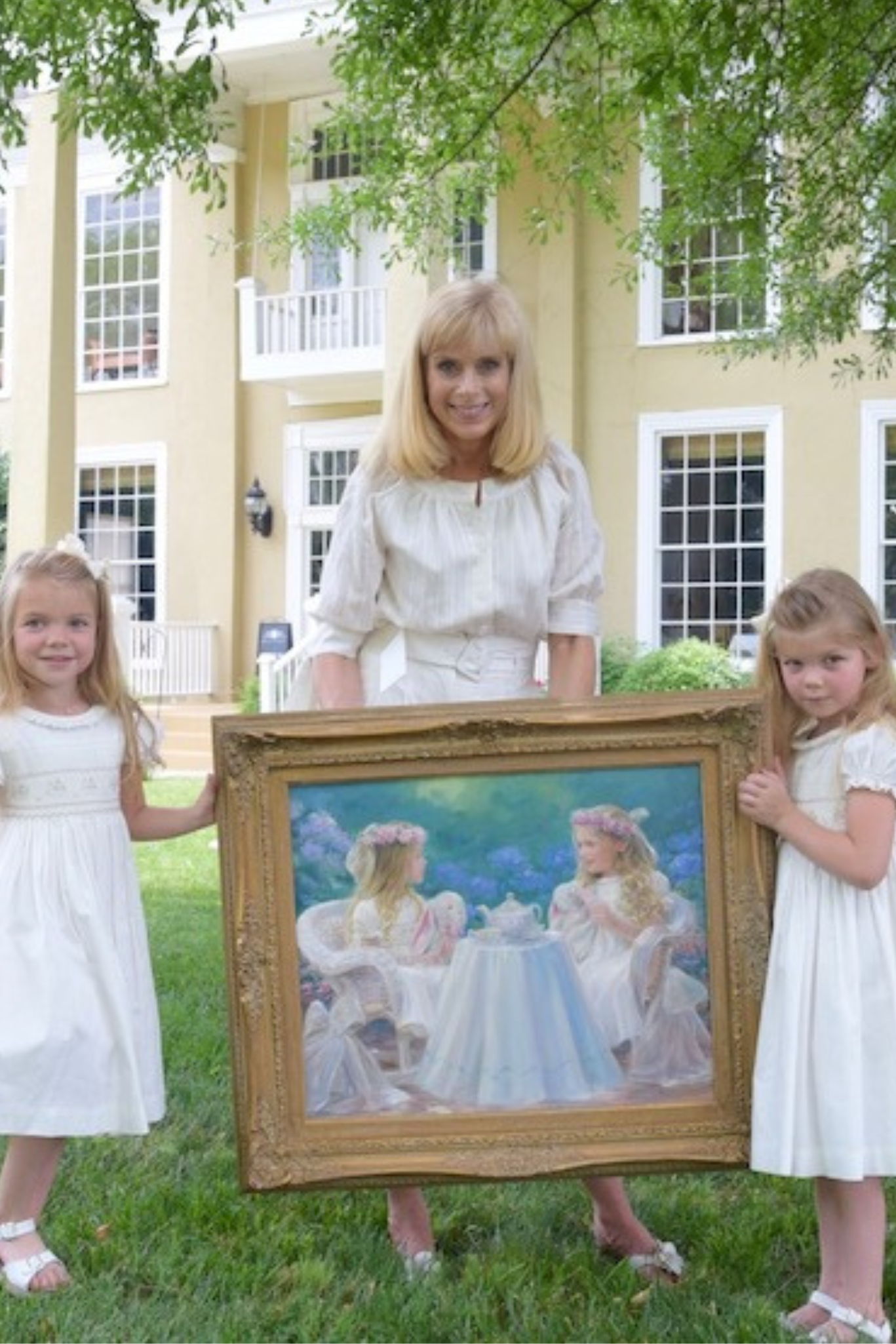 Oil portrait white smocked dress